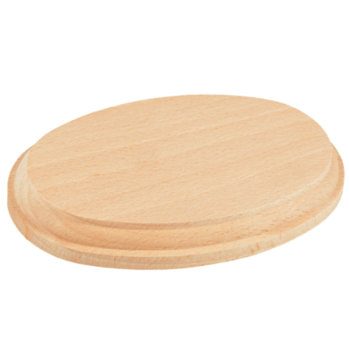 Peana:  Base ovalada de madera natural MM.160X100X20