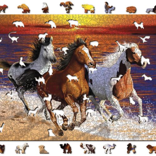 Puzle de 1000 piezas: Caballos salvajes en la playa