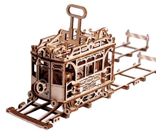 Kit de construcción de madera Tranvía con rieles