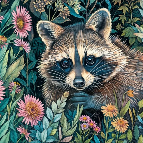 Mapache entre Flores (1000pz)