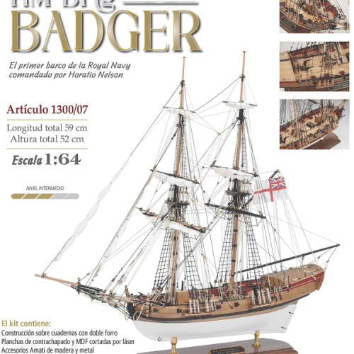 kit de barco HM Brig Badger 1777 Amati 1300/07