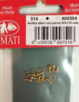 Anillas de laton con perno D/4. 10 unidades Amati 400504