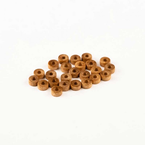 Ruedas de madera de nogal 5mm para cañón Amati 427105 (20 unidades)